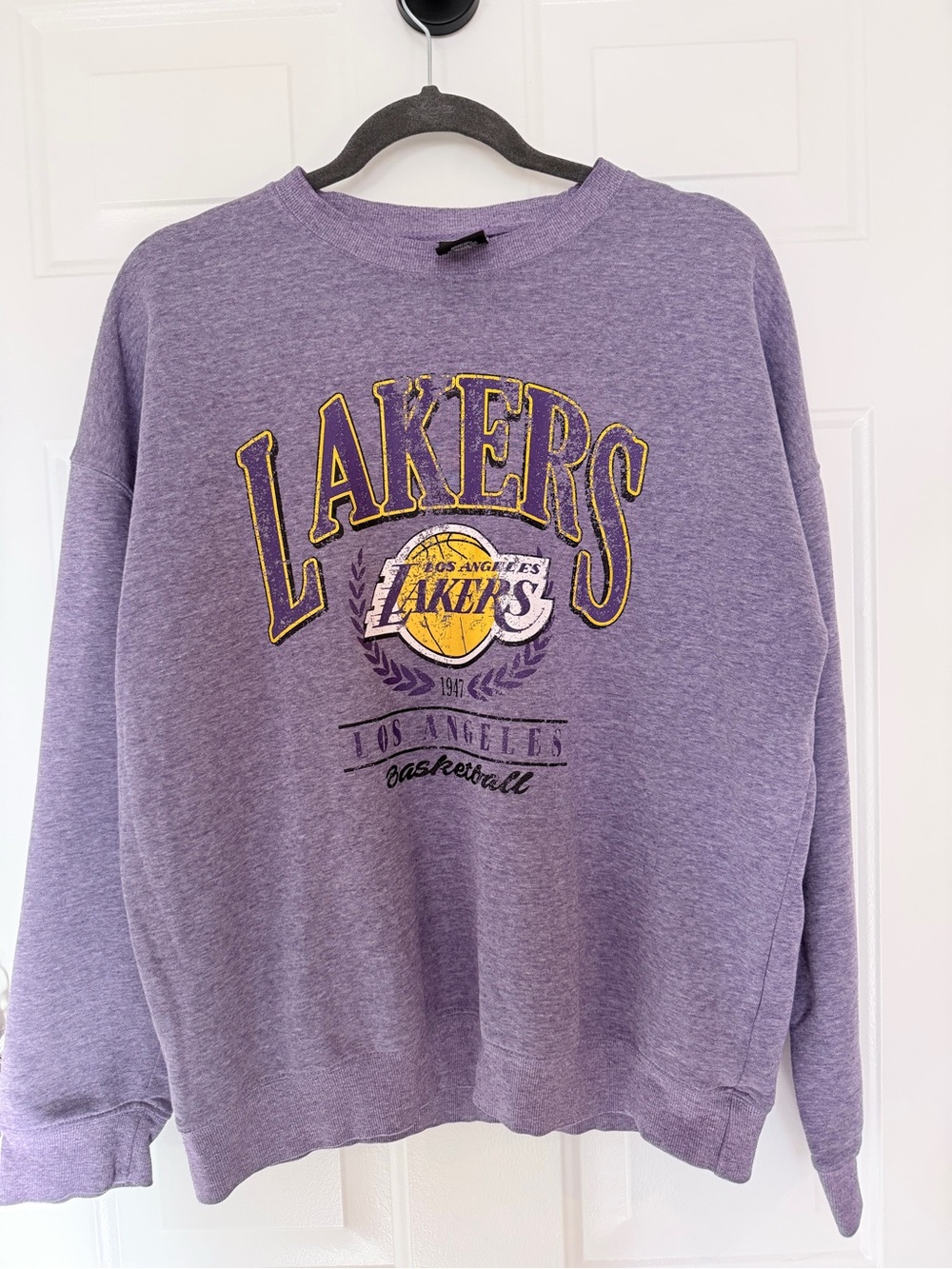 NBA Los Angeles Lakers Heather Purple Crewneck with Yellow Trim